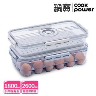 【CookPower 鍋寶】計時儲物收納盒(儲物濾水盒+雞蛋盒)