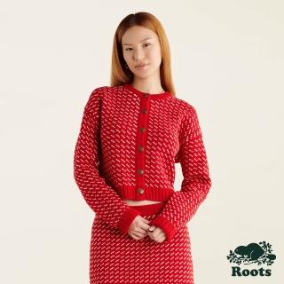 【Roots】Roots女裝-率性生活系列 雪花針織罩衫(紅色)