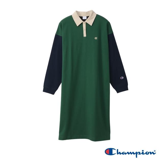 【Champion】官方直營-拼接大色塊POLO連身裙-女(綠色)