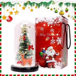 【YUNMI】聖誕樹桌面擺飾 聖誕玻璃燈罩 馴鹿 聖誕老人 小夜燈 聖誕禮盒(交換禮物/聖誕禮物/生日禮物)