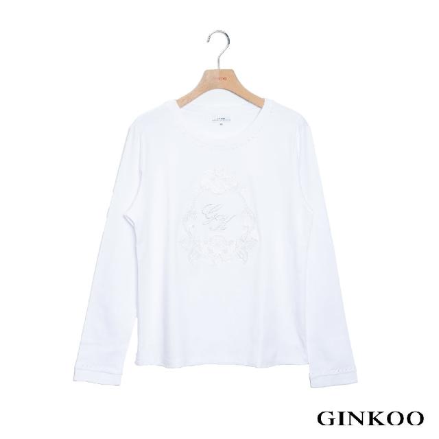 【GINKOO 俊克】簍空花樣長袖上衣
