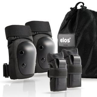 【Elos 都會滑板】Elos 專業運動護肘護掌組(滑冰滑板護具 成人兒童護具)