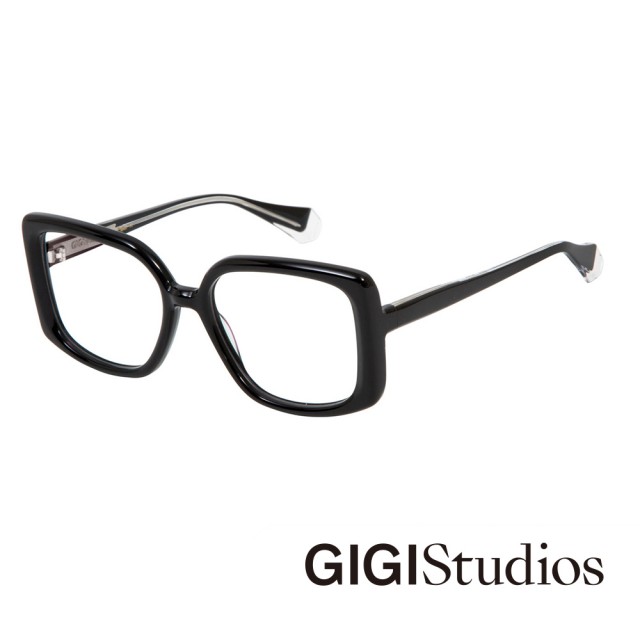 【GIGI Studios】復古時髦超大方框光學眼鏡(黑 - SIRA-6659/1)