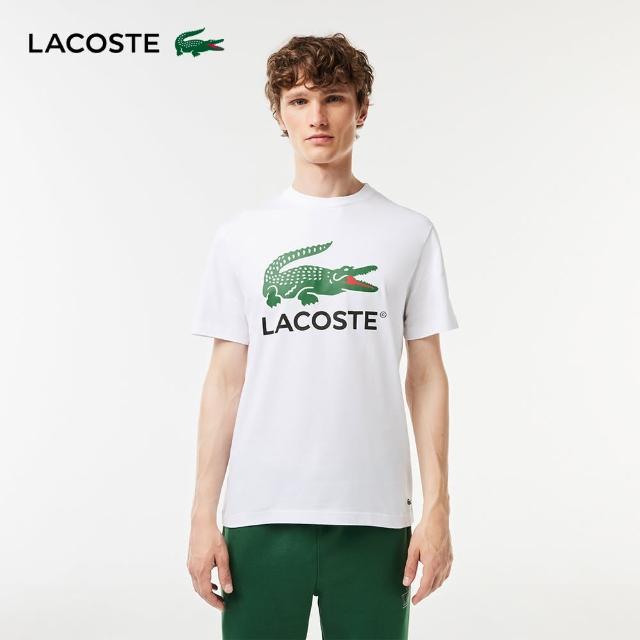 【LACOSTE】男裝-經典鱷魚印花純棉短袖T恤(白色)