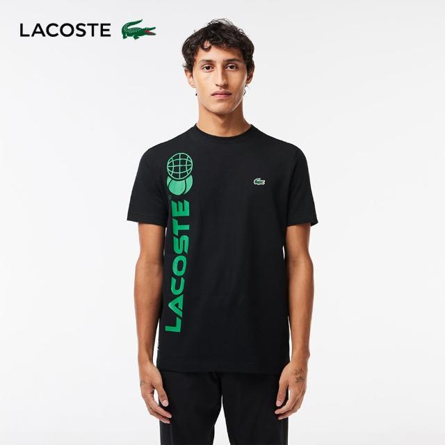 【LACOSTE】男裝-Tennis印花合身短袖T恤(黑色)