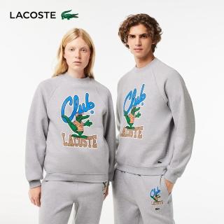 【LACOSTE】中性款-寬鬆長袖慢跑運動衫(灰色)