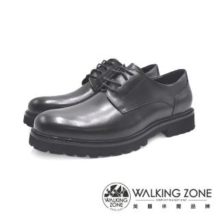 【WALKING ZONE】男 粗曠風格厚底紳士德比鞋 男鞋(黑色)