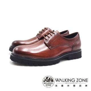 【WALKING ZONE】男 粗曠風格厚底紳士德比鞋 男鞋(刷棕色)