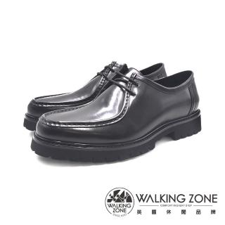 【WALKING ZONE】男 粗曠風格厚底車線紳士皮鞋 男鞋(黑色)