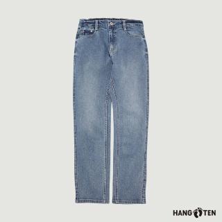 【Hang Ten】女裝-TAPERED FIT水洗錐形鬆緊腰頭牛仔褲(淺藍)