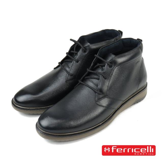 【Ferricelli】巴西舒適軟邊高筒綁帶休閒鞋 黑色(F59616-BL)