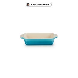 【Le Creuset】瓷器長方烤盤18cm(加勒比海藍)