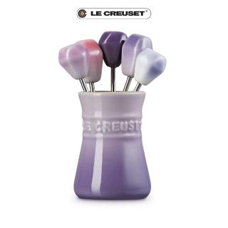 【Le Creuset】復古調色盤系列 瓷器餐叉組5入(星河紫/卡特蘭/淡粉紫/綻放粉/藍鈴紫)