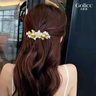 【Golicc】鈴蘭花朵 氣質 彈簧夾(髮飾 頭飾 髮夾 抓夾 鯊魚夾 韓國 禮物 618 年中慶)
