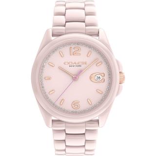 【COACH】Greyson C字陶瓷女錶-粉色/36mm 母親節禮物(CO14503926)