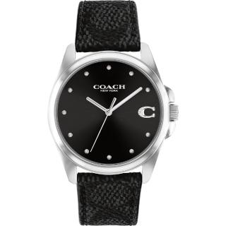 【COACH】Greyson C字皮帶女錶-黑/36mm(CO14504112)