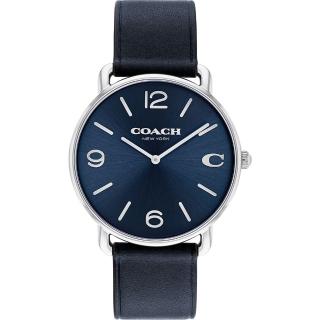 【COACH】Elliot C字皮帶手錶男錶-深藍面深藍皮帶(CO14602649)