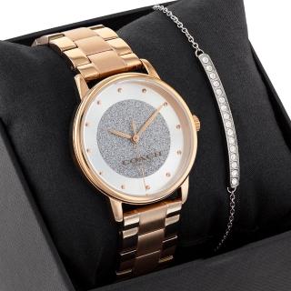 【COACH】新年推薦 閃耀水晶女錶 手鍊套錶-36mm(CO14000090)