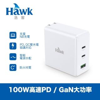 【Hawk 浩客】Hawk 100W高速PD電源供應器-白(GaN氮化鎵)