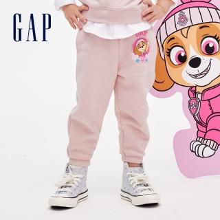 【GAP】女幼童裝 Gap x 汪汪隊立大功聯名 Logo印花刷毛束口鬆緊褲-粉色(847107)