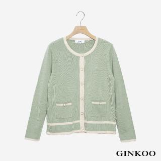 【GINKOO 俊克】氣質前口袋針織外套