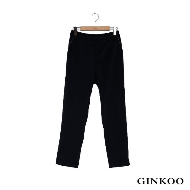 【GINKOO 俊克】口袋鍊飾反摺合身長褲