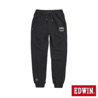 【EDWIN】男裝 鬆緊綁繩運動束口褲(黑色)