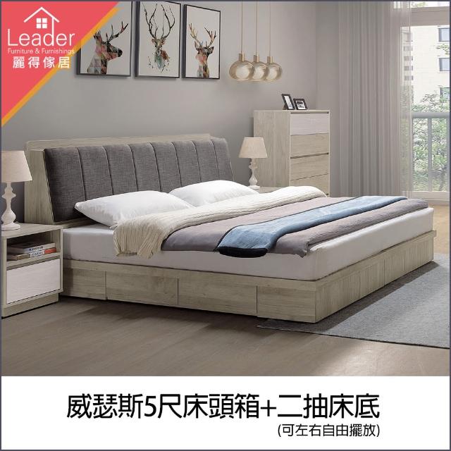 【麗得傢居】威瑟斯5尺床組 床頭箱+二抽收納床底 雙人床 床組 床台 床架(台灣製造)