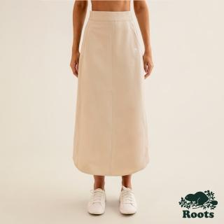 【Roots】Roots女裝-都會探索系列 環保材質彈性長裙(牡蠣灰)