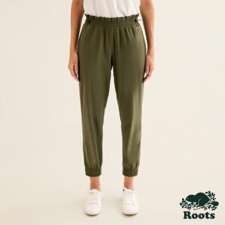 【Roots】Roots女裝-都會探索系列 環保材質彈性窄版七分褲(橄欖綠)