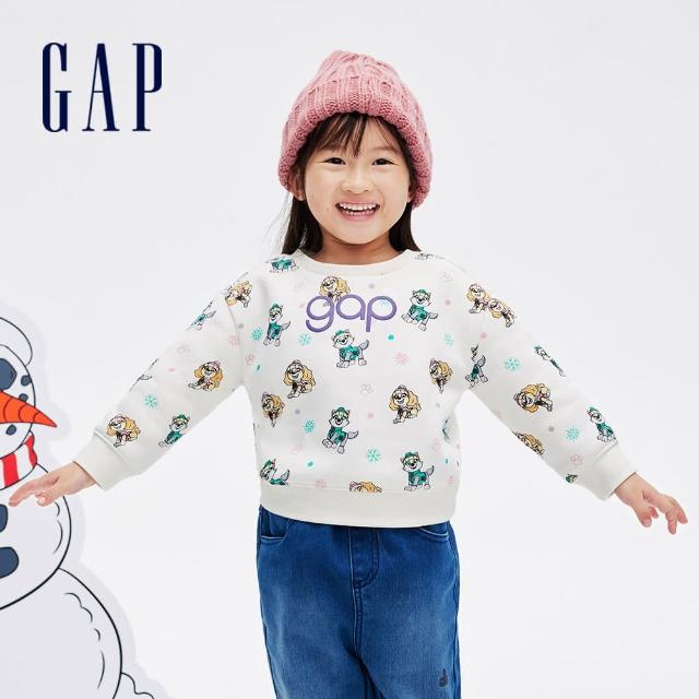【GAP】女幼童裝 Gap x 汪汪隊立大功聯名 Logo印花刷毛圓領大學T-米白色(847232)