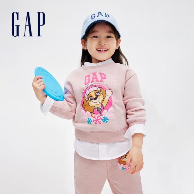 【GAP】女幼童裝 Gap x 汪汪隊立大功聯名 Logo印花刷毛圓領大學T-粉色(847232)