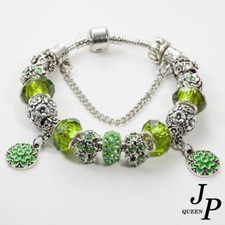 【Jpqueen】時尚蘋果綠花朵水晶DIY串珠女款手鍊(綠色)