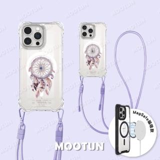 【MOOTUN沐盾】iPhone15 14 13 Pro Max 磁吸掛繩手機殼MagSafe 紫色捕夢網(附手機掛繩)