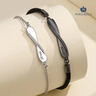 【Porabella】925純銀 莫比烏斯環情侶手鍊 男女一對小眾設計情人節禮物 Bracelets(一對販售)