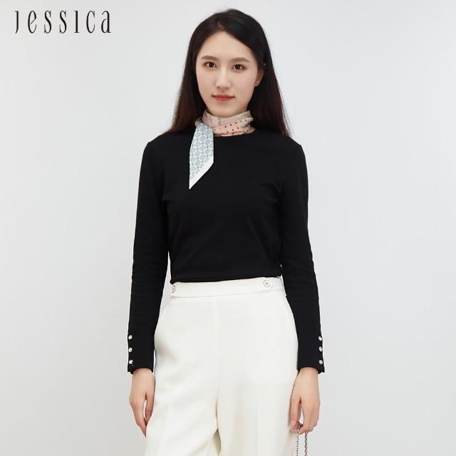 【JESSICA】簡約百搭圓領棉質長袖T恤J30532（黑）