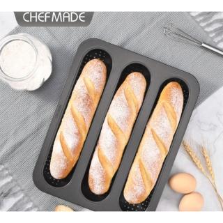 【Chefmade學廚原廠正品】黑色不粘法棍烤模(WK9943法國麵包烤模法棍模 長棍 法式麵包模具波浪型麵包模具)