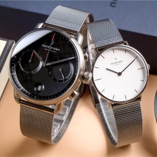 【Nordgreen】ND對錶 先鋒x本真 深空灰殼×黑+白面 深空灰米蘭錶帶 情人對錶(PI42GMMEGUBL+NR32GMMEGUXX)