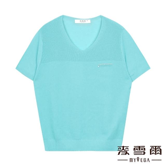 【MYVEGA 麥雪爾】水鑽綴飾素雅針織衫-水藍