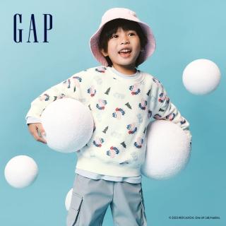 【GAP】男幼童裝 Gap x 佩佩豬聯名 Logo印花刷毛圓領大學T-米白色(847361)