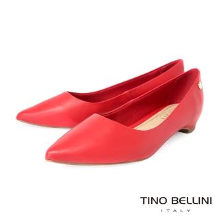 【TINO BELLINI 貝里尼】巴西進口素面尖頭增高平底鞋FSBV008B(紅色)
