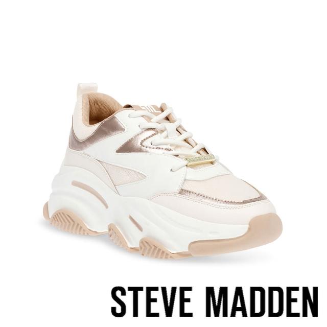 【STEVE MADDEN】PROGRESSIVE 拼接厚底休閒鞋(粉白色)