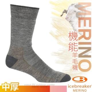 【Icebreaker】男 美麗諾羊毛 Merino Hike 中筒避震登山健行襪(IB105112 灰_2雙入)