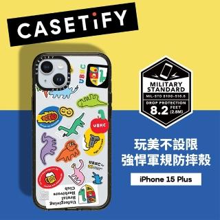 【Casetify】iPhone 15 Plus 耐衝擊保護殼-小恐龍貼紙(支援無線充電)