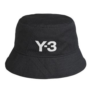【Y-3 山本耀司】Y-3刺繡珍珠白字LOGO帆布漁夫帽(黑)