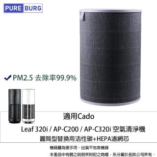 【PUREBURG】適用日本Cado Leaf 320i AP-C200 AP-C320i空氣清淨機 副廠除臭活性碳HEPA濾網FL-C200