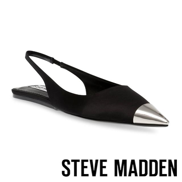 【STEVE MADDEN】CENTRIC 拼接尖頭平底涼拖鞋(黑色)