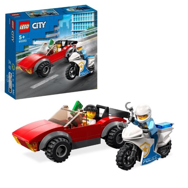 LEGO 樂高】城市系列60392 警察摩托車飛車追逐(玩具車交通工具) - momo