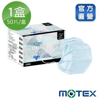 【MOTEX 摩戴舒】鑽石型口罩 大包裝 50片(藍色)