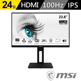 【MSI 微星】PRO MP242AP 24型 IPS 100Hz 平面商用螢幕(三輸出/可旋轉/內建喇叭/1ms)